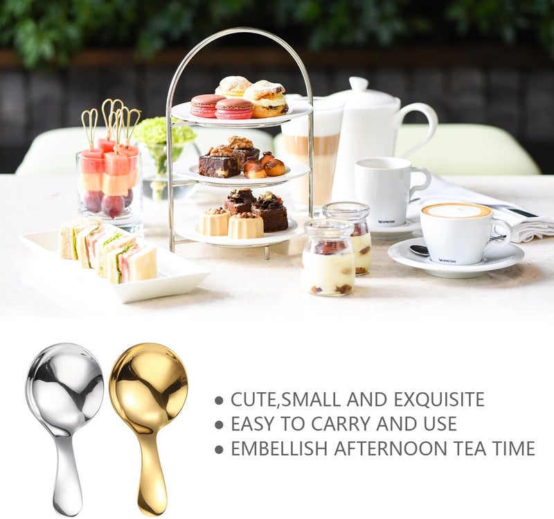 ICSTM Small Scoops for Canisters,4 Pcs Coffee Scoops,Short Handle Spoons for Salt Sugar Condiments Coffee Tea Dessert (Gold and Silver) - Image 5